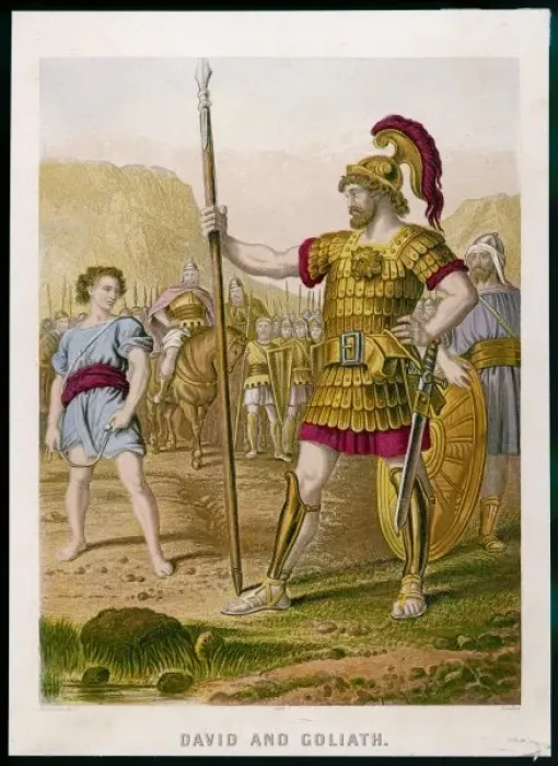 Framed Print : David challenges Goliath Print Framed Print : David challenges Goliath Print