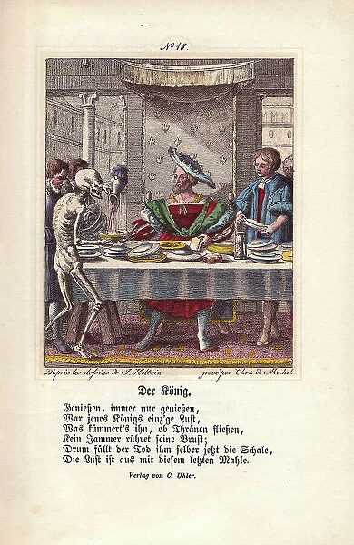 Death as a cupbearer presents the King with his last drink