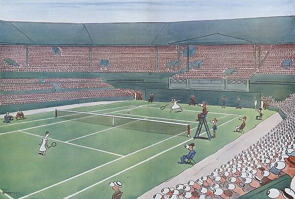 The Debutante by H. M. Bateman (Tennis at Wimbledon)