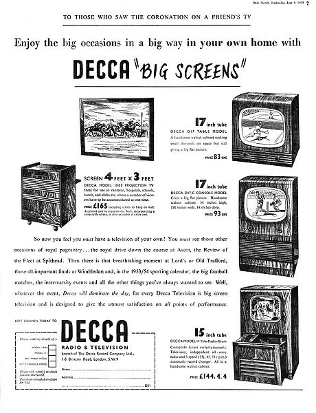 Decca television advertisement - 1953 Coronation