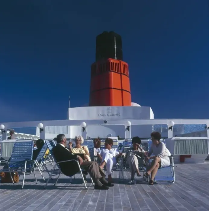 Framed Print : QE2 Passengers on Sun Deck Print Framed Print : QE2 Passengers on Sun Deck Print