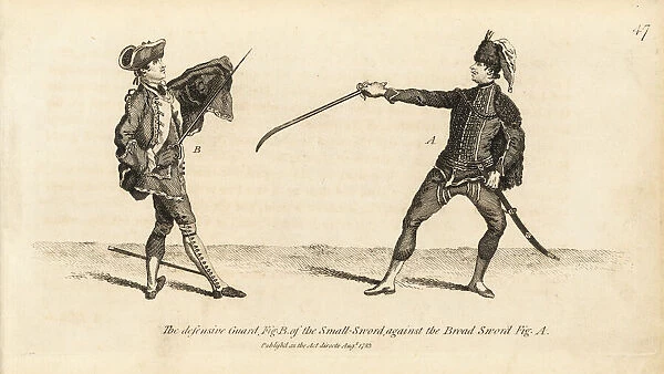 Defensive guard of the small sword (B) against