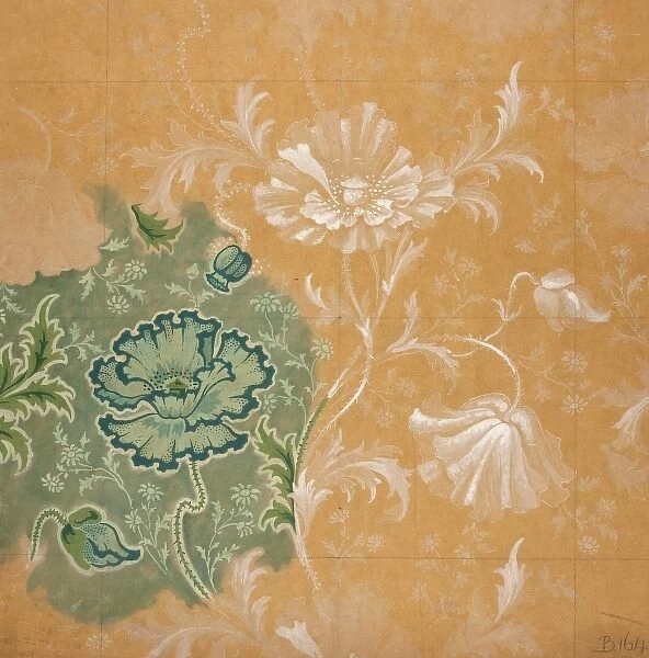 Design for Textile or Wallpaper in green and beige