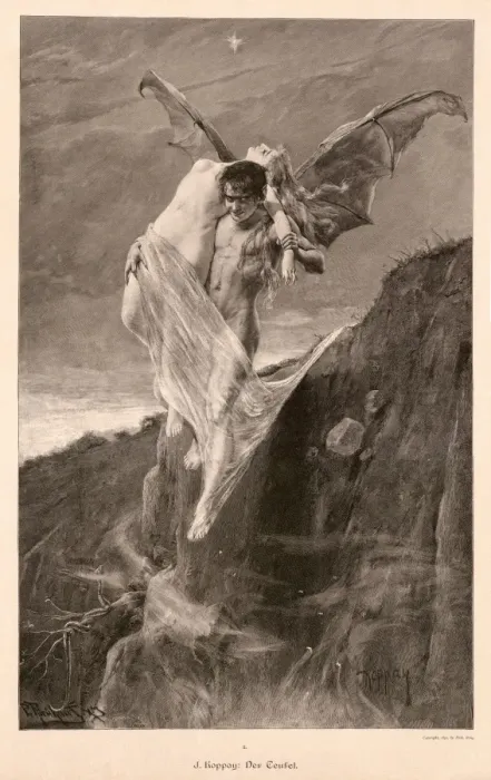Framed Print : Print of a Woman and a Devil Framed Print : Print of a Woman and a Devil