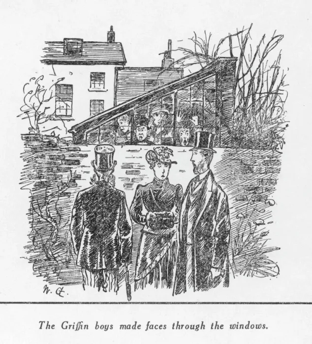 Framed Print : Diary of a Nobody Print: The Griffin Boys made faces through the windows Framed Print : Diary of a Nobody Print: The Griffin Boys made faces through the windows