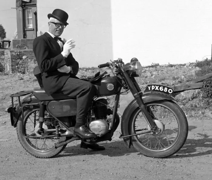 Framed Print : Well Dressed Man Motorcycle Print Framed Print : Well Dressed Man Motorcycle Print