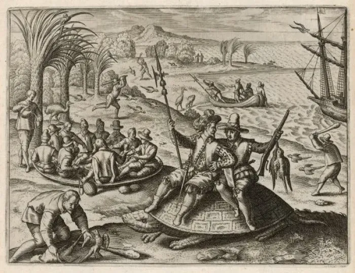 Framed Print : Dutch Explorers in Mauritius Print Framed Print : Dutch Explorers in Mauritius Print