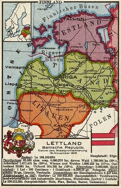 Dutch map postcard of the Baltic States