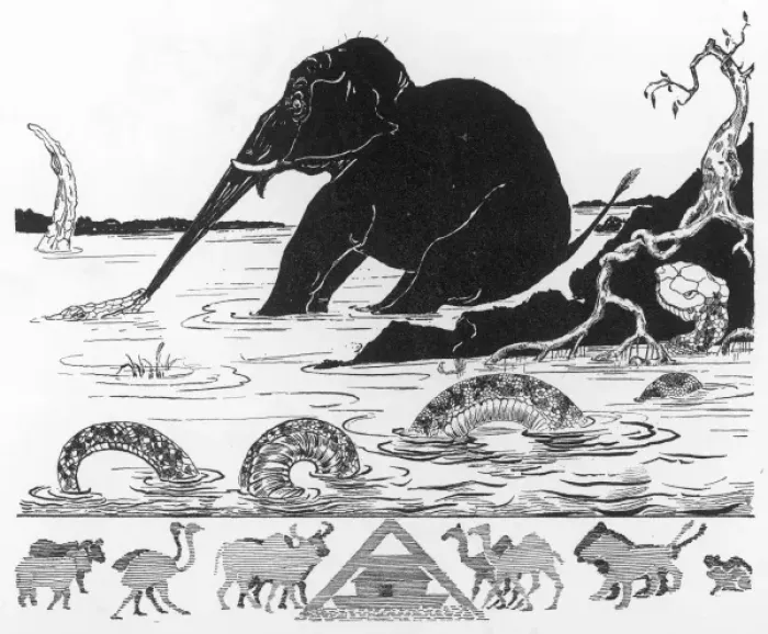 Framed Print : The Elephant's Child Print: A Crocodile Tugs at the Elephant's Nose Framed Print : The Elephant's Child Print: A Crocodile Tugs at the Elephant's Nose