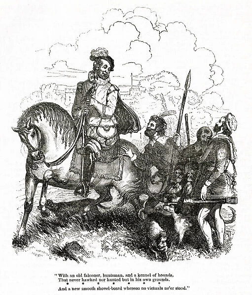 Elizabethan aristocratic man going hunting on horseback