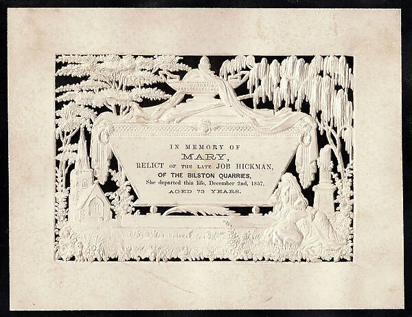 Embossed Victorian mourning card, Mary Hickman