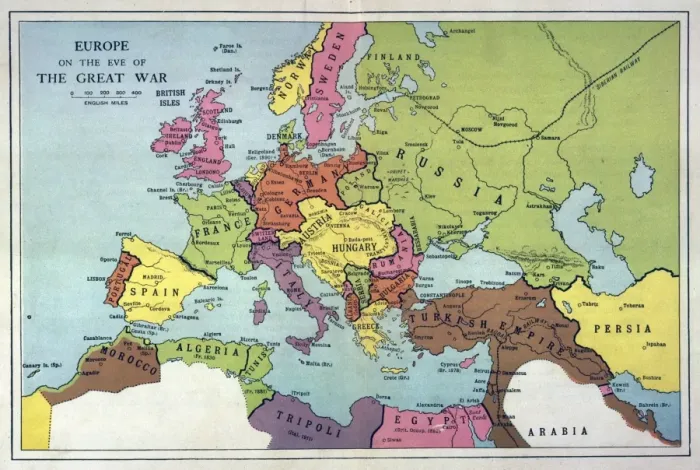 Framed Print : Europe Map Print C1914 - World War One Eve Framed Print : Europe Map Print C1914 - World War One Eve