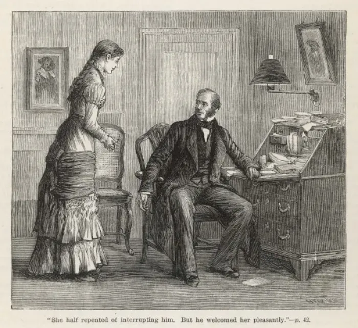 Framed Print : Father and Daughter in Study Print