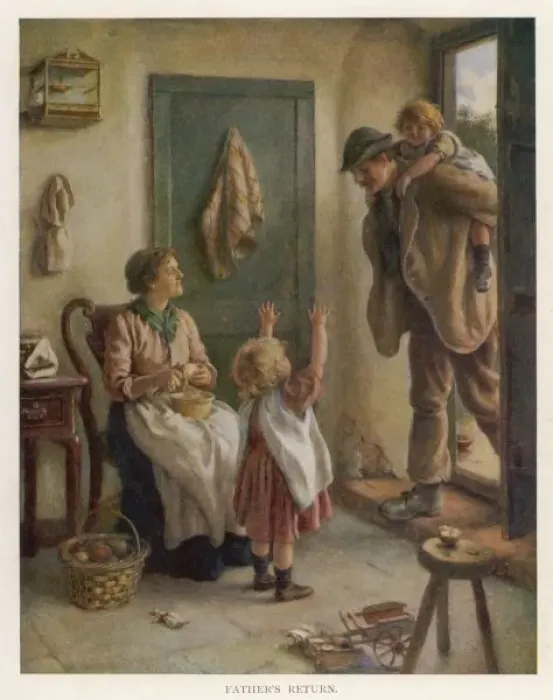 Framed Print : Fathers Return Print 1910 Framed Print : Fathers Return Print 1910