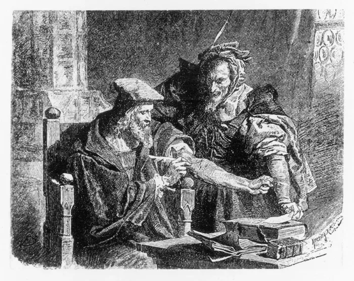 Framed Print : Faust Makes his Contract Print Framed Print : Faust Makes his Contract Print