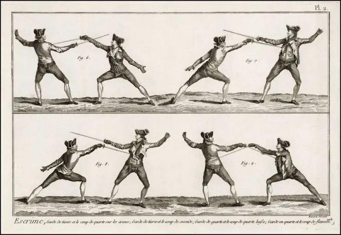 Framed Print : Fencing Positions Instruction Print Framed Print : Fencing Positions Instruction Print