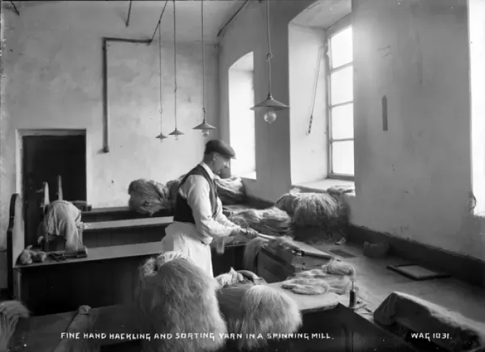 Framed Print : Fine Hand Hackling and Sorting Yarn in a Spinning Mill Print Framed Print : Fine Hand Hackling and Sorting Yarn in a Spinning Mill Print