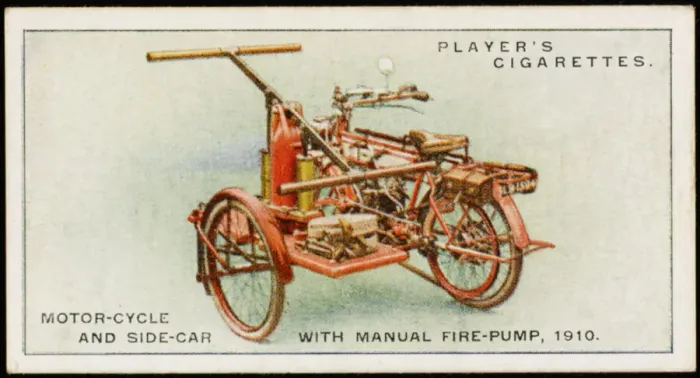 Framed Print : Fire-Fighting Motorcycle Print 1910 Framed Print : Fire-Fighting Motorcycle Print 1910