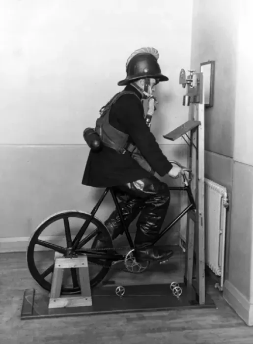 Framed Print : Firefighter on Ergometer Test Print Framed Print : Firefighter on Ergometer Test Print