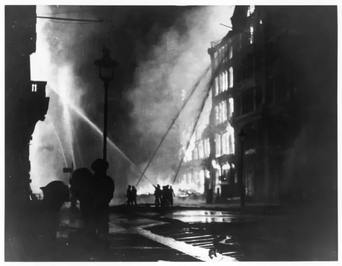 Framed Print : London Blitz Firefighters Hosing Eastcheap Inferno Print Framed Print : London Blitz Firefighters Hosing Eastcheap Inferno Print