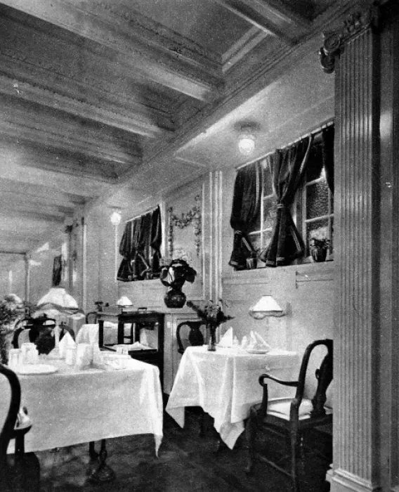 Framed Print : Print of a corner of the first-class dining saloon Framed Print : Print of a corner of the first-class dining saloon