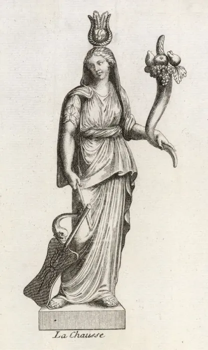 Framed Print : Fortuna Roman Goddess Print with Cornucopia Framed Print : Fortuna Roman Goddess Print with Cornucopia
