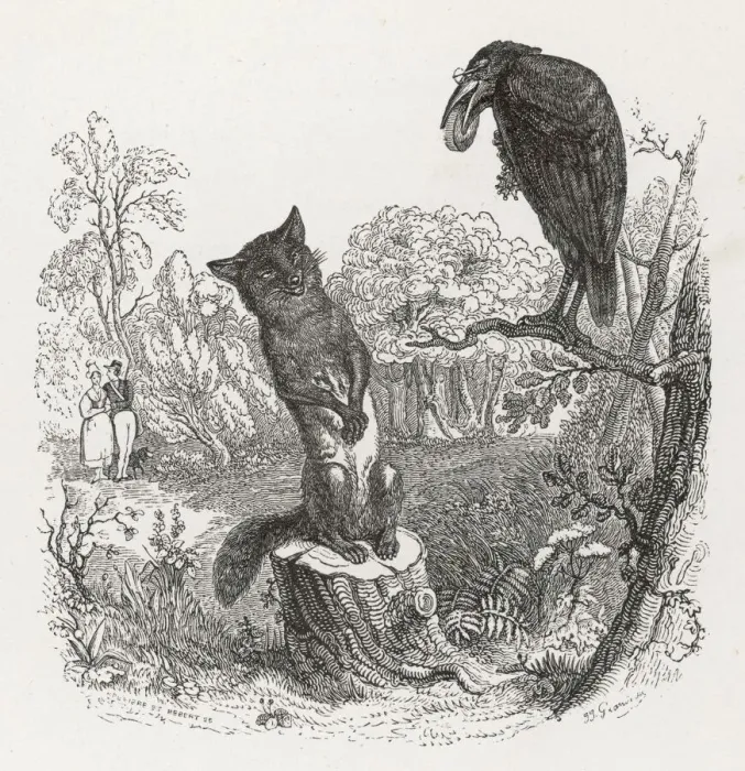 Framed Print : The Fox and the Crow Print Framed Print : The Fox and the Crow Print