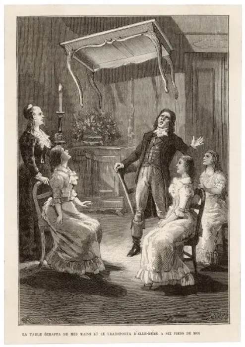 Framed Print : Print of Fox Sisters Levitating a Table