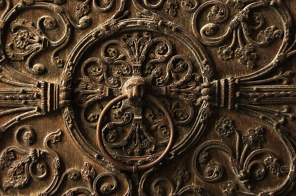 France. Paris. Notre Dame. Door knocker. Detail