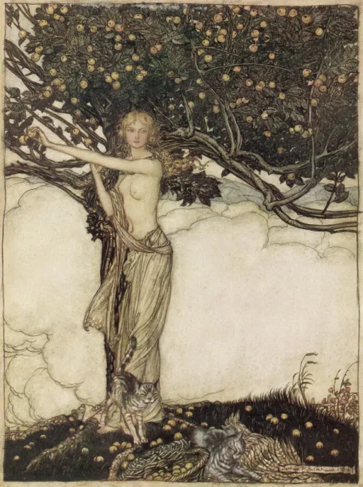 Framed Print : Freia Print: Goddess Standing Under a Tree Framed Print : Freia Print: Goddess Standing Under a Tree