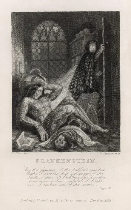 Framed Print : Frontispiece Print from Mary Shelley's Frankenstein, 1818 Framed Print : Frontispiece Print from Mary Shelley's Frankenstein, 1818