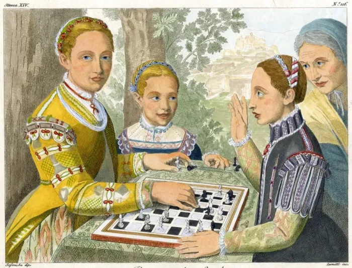 Framed Print : Sofonisba Anguissola's Sisters Playing Chess Print, 1555 Framed Print : Sofonisba Anguissola's Sisters Playing Chess Print, 1555