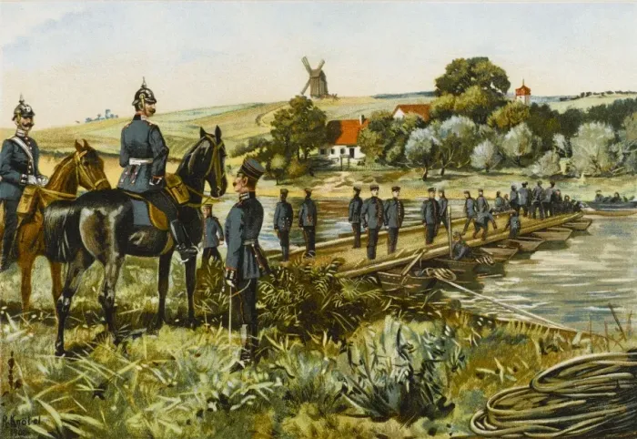 Framed Print : German Pontoon Bridge Print Framed Print : German Pontoon Bridge Print