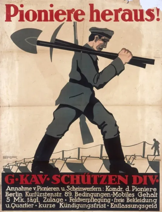 Framed Print of Lucian Zabel's 'Pioniere heraus!' German