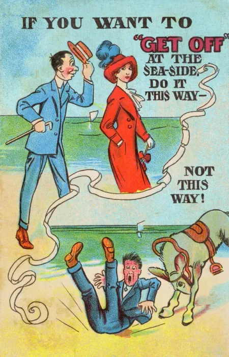 Framed Print : Getting Off at the Seaside Print, circa 1910s Framed Print : Getting Off at the Seaside Print, circa 1910s