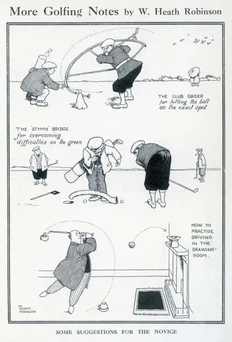 Framed Print : William Heath Robinson Print: Golfing Notes for the Novice Framed Print : William Heath Robinson Print: Golfing Notes for the Novice