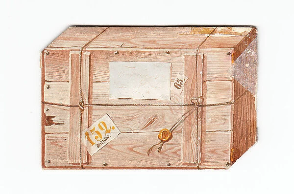 Greetings card in the shape of a wooden crate