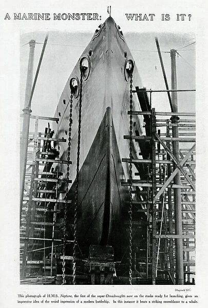 H. M.s Neptune ready to be lauched 1909