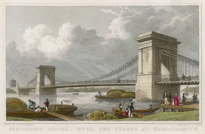 Framed Print : Hammersmith Bridge C1828 Suspension Print Framed Print : Hammersmith Bridge C1828 Suspension Print