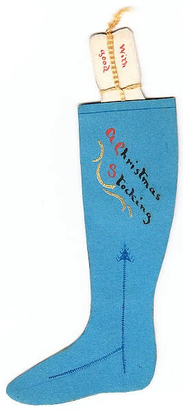 Handmade Christmas card in the shape of a stocking