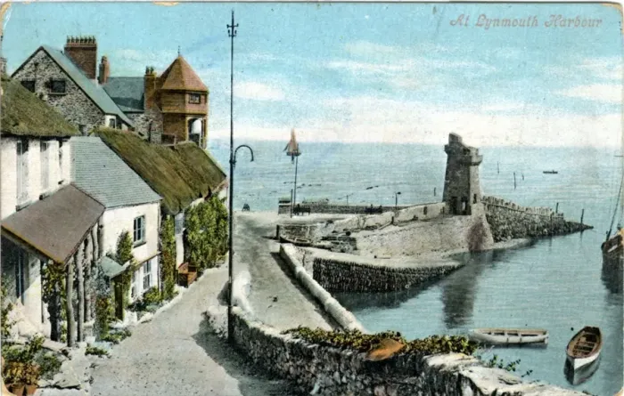 Framed Print : Harbour, Lynmouth, Devon Print - 1910s Framed Print : Harbour, Lynmouth, Devon Print - 1910s