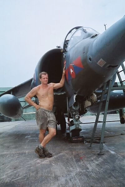 Harrier at Belize. Me and British Aerospace Harrier GR.3 XZ990 F of No.1417