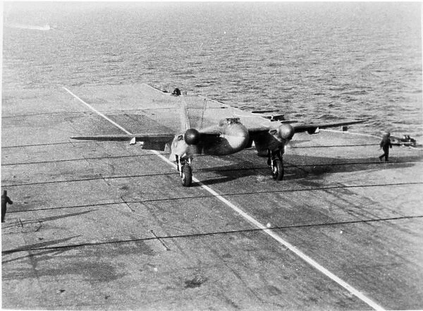 A de Havilland Mosquito landing on a carrier deck (LR359ja)