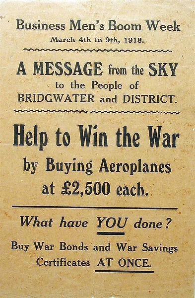 Help to Win the War by Buying Aeroplanes at 2, 500 each