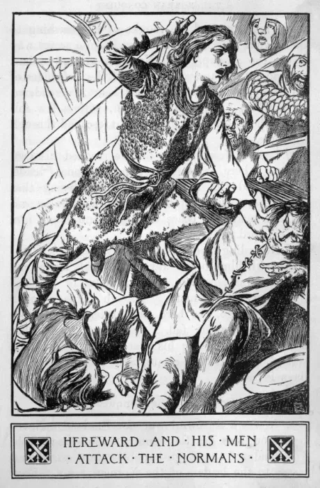 Framed Print : Hereward Attacks Normans Print Framed Print : Hereward Attacks Normans Print