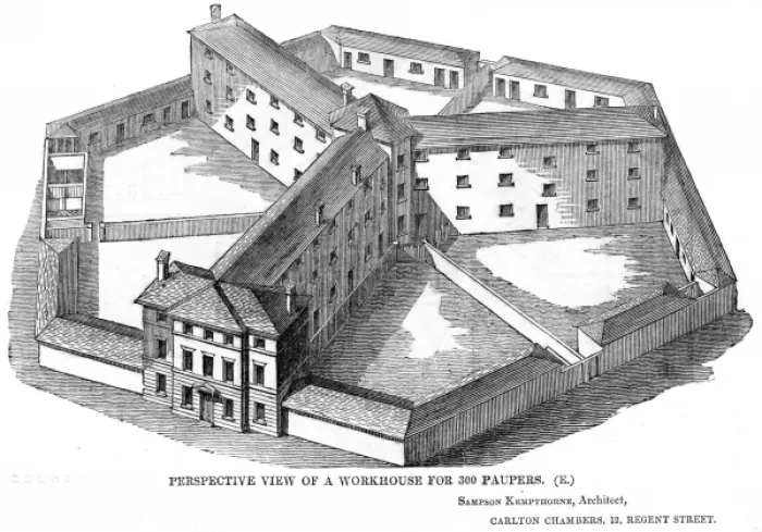 Framed Print : Hexagonal Workhouse Print: Y-Plan Design Perspective View Framed Print : Hexagonal Workhouse Print: Y-Plan Design Perspective View