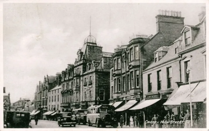 Framed Print : High Street, Crieff Print: Drummond Arms Hotel, 1940s Framed Print : High Street, Crieff Print: Drummond Arms Hotel, 1940s