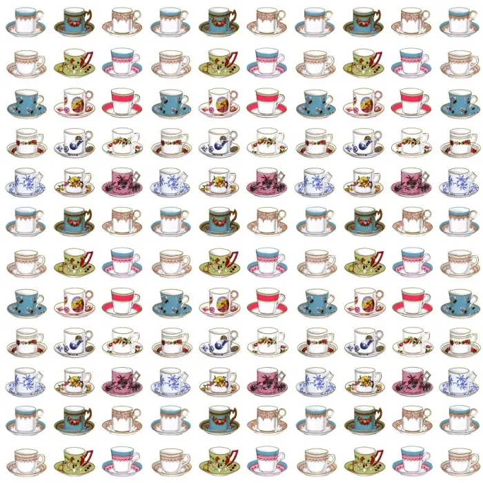 Framed Print : Repeating Pattern - Tea Cups Print