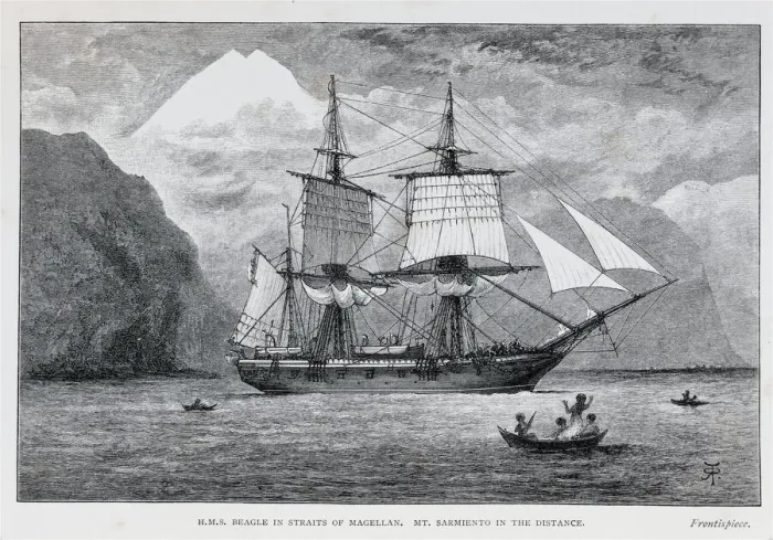 Framed Print : HMS Beagle in the Straits of Magellan Print Framed Print : HMS Beagle in the Straits of Magellan Print