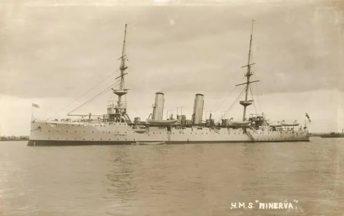 Framed Print : HMS Minerva Print, Eclipse Class Cruiser 1895-1920